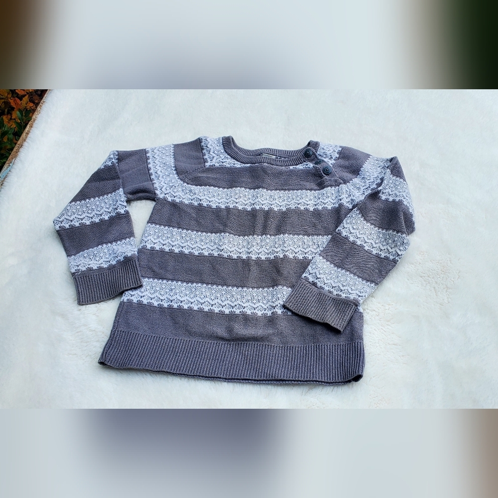 Cherokee Gray and White Striped Kids Sweatshirt